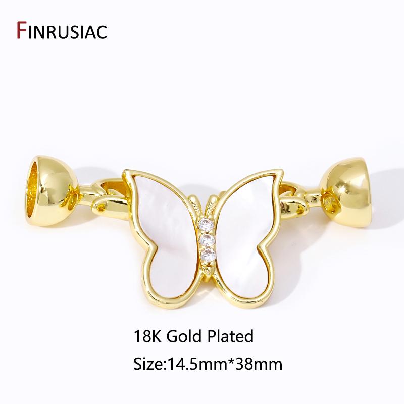 

18K Gold Plated Brass Butterfly Pearl Clasps Fastener,Shell Connector Clasps Hooks For DIY Bracelet Necklace Making Accessories