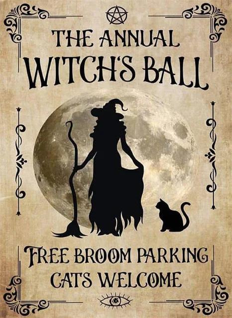 Lustiges Hexerei-Wissen Halloween-Poster Hexen Magie-Wissen Metallblechschild Küchenwandkunst Plakette Halloween Heimdeko