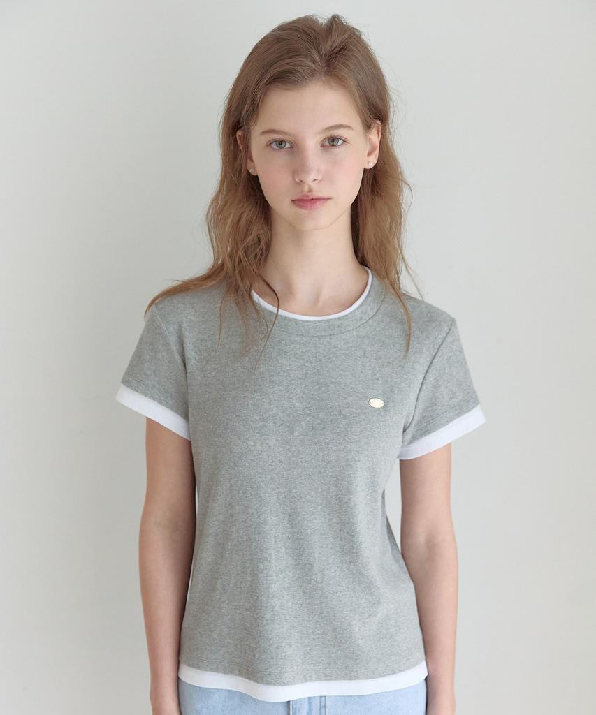 NONLOCAL Two-Tone Layered T-Shirt - Grey