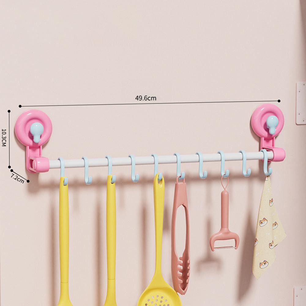 Candy Color Suction Cup Hook Sliding Track S Hook Movable Bathroom Door Hooks Towel Rack Removable Hanger Home Storage Supplies