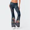 Women's Fashion Print Slim Fit Slim Reverse Waist Low Waist Elastic Waist Flare Pants