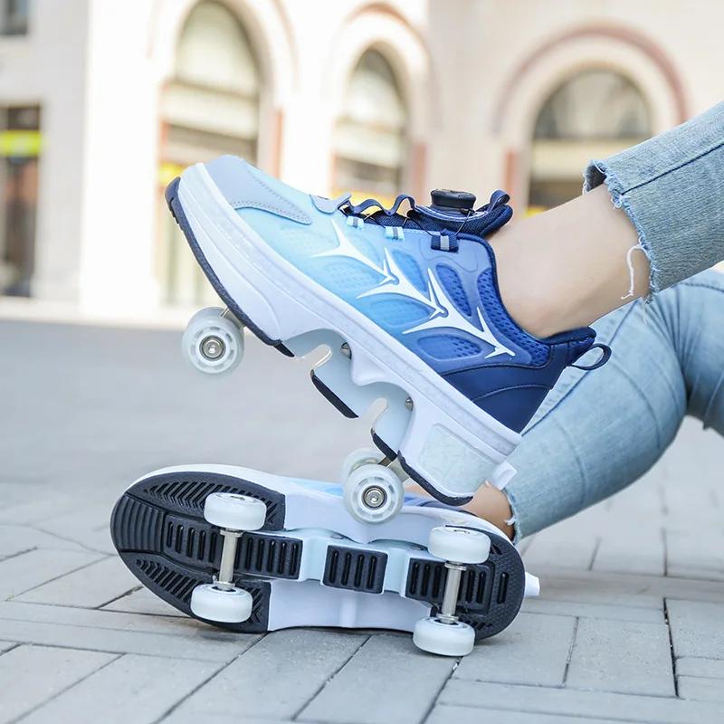 Deforme Parkur Ayakkabıları, Paten Ayakkabıları, Çocuk Yetişkin Unisex Patenler, Sokak Kentsel Fitness FSK Dört Tekerlekli Paten Ayakkabıları