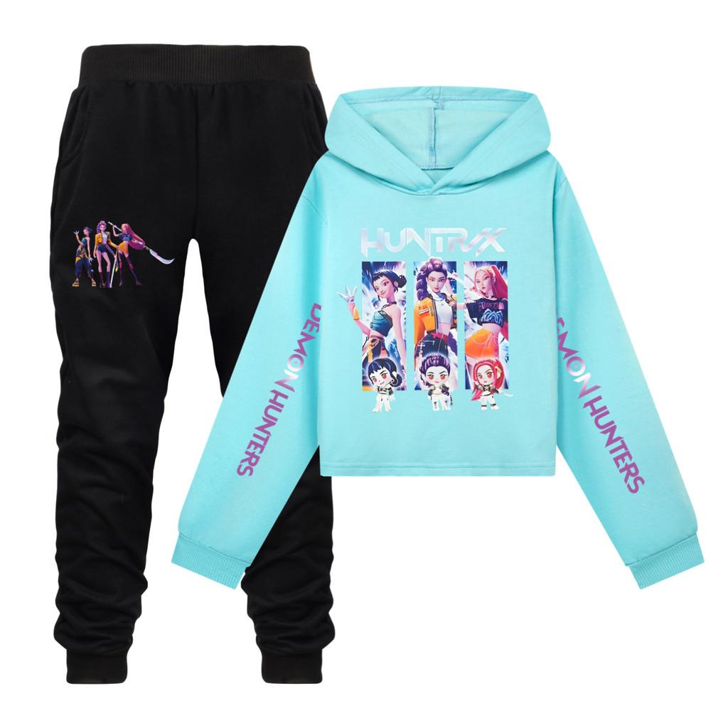 Kpop Demon Hunters Girls Cotton Casual Set With Long Sleeve Hoodie And Pants For Ages 110-170cm