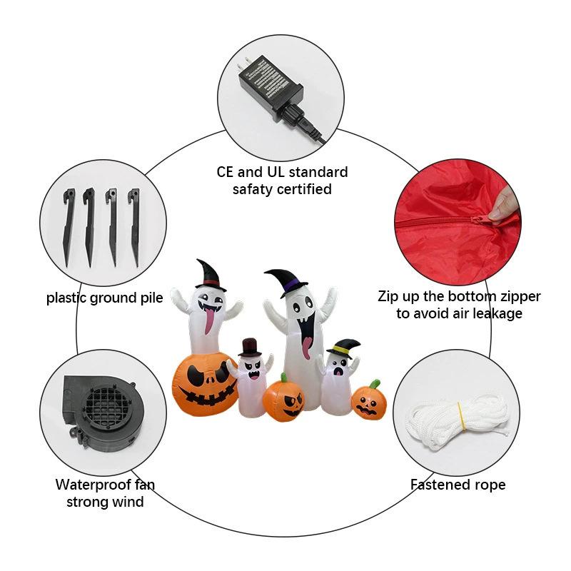 Halloween Inflatable Ghost and Pumpkin Combo Outdoor Yard Decorations Props and Ornaments Polyester 12PP Yulong Funny