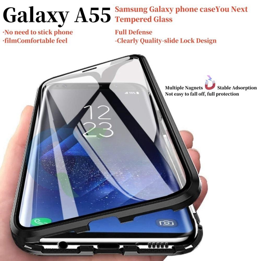 Suitable for Samsung A56 Double Sided Glass Mobile Phone Case A55 Magneto A36 Metal Magnetic Suction Full Pack Protection Case