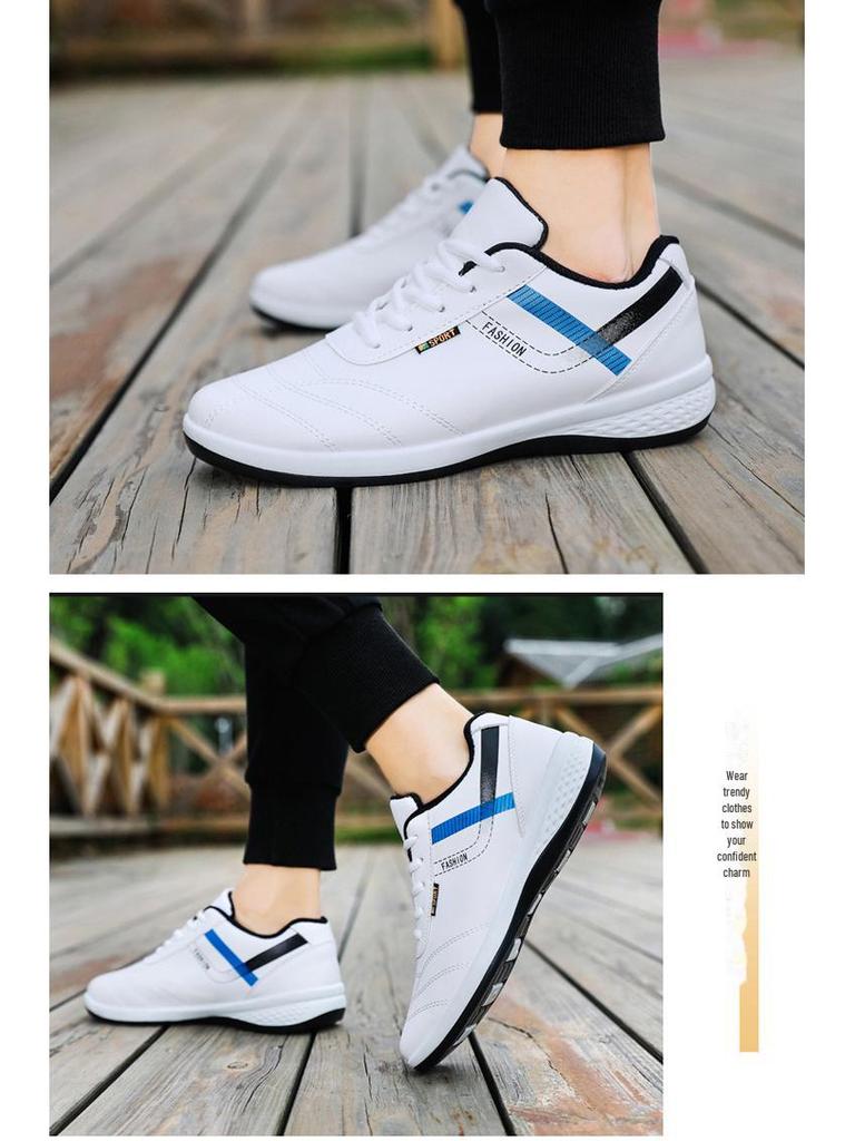 2024 Spring Men's Korean Style Lightweight Leather Casual Running Shoes - Wear-resistant, Low-top Design