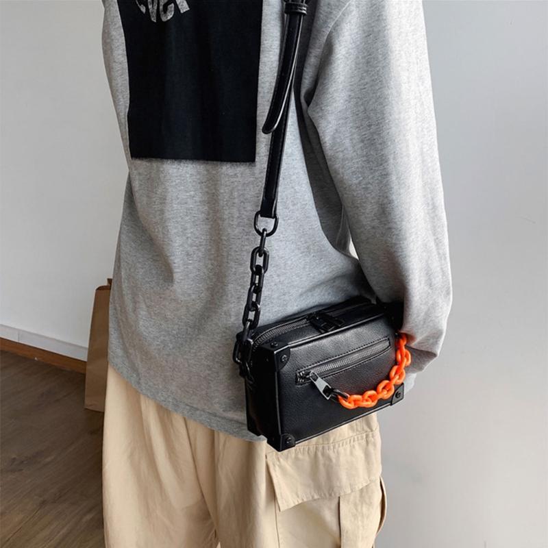 Crossbody-Tasche Unisex Mode Kleine Quadratische Umhängetasche Handtasche für Damen und Herren PU-Leder Messenger-Handtaschen mit Verstellbarem Riemen