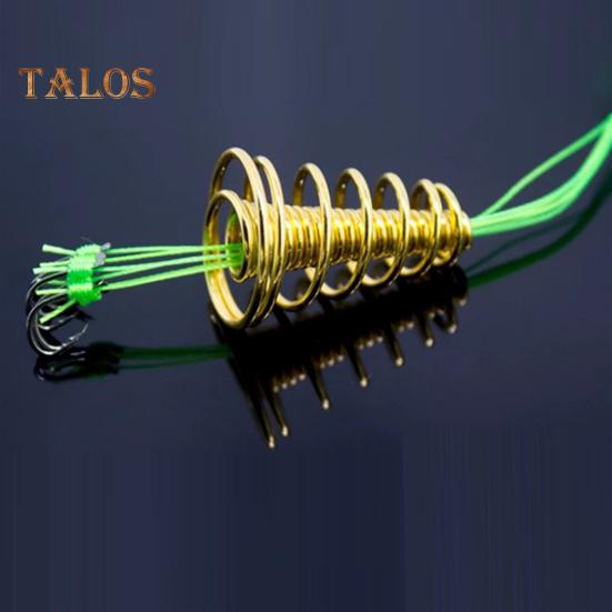 4ks/sada Trap Rybářský háček s pružinovým krmítkem na kapry Bez zamotání Heavy Duty Green Line Kovový ostnatý háček na ryby Návazec Příslušenství pro lov kaprů