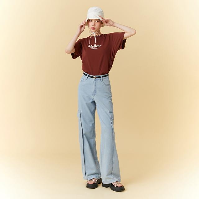 LAP Denim-Like Big Cargo Wide Pants Aq2Dp565