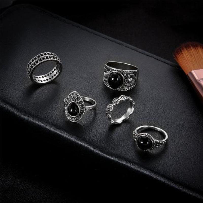 5 Stücke Vintage Hohl Tropfen Über Knuckle Frauen Stapeln Midi Ringe Set Pub Geschenk