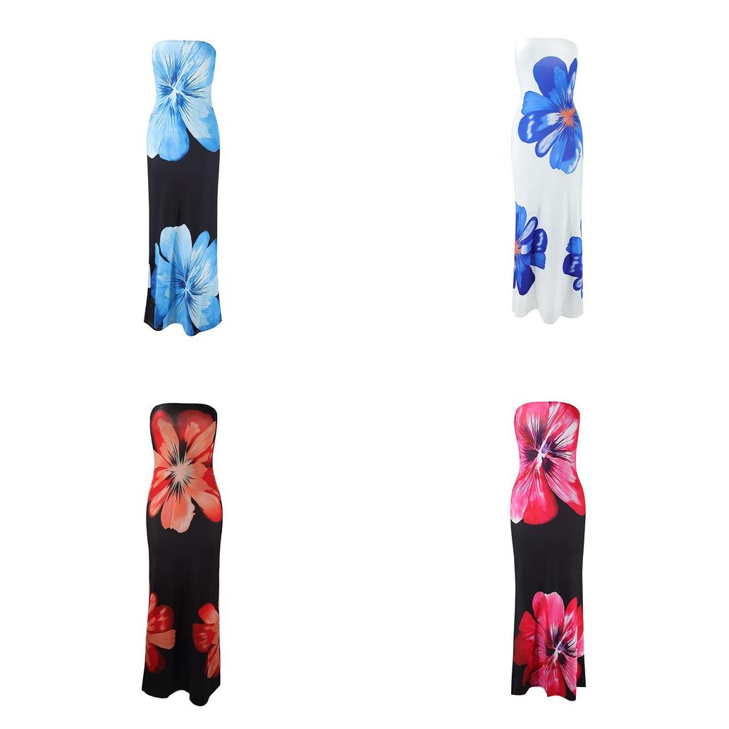 Summer Boho Floral Maxi Dress With Milk Silk Fabric For Vacation And Casual Wear