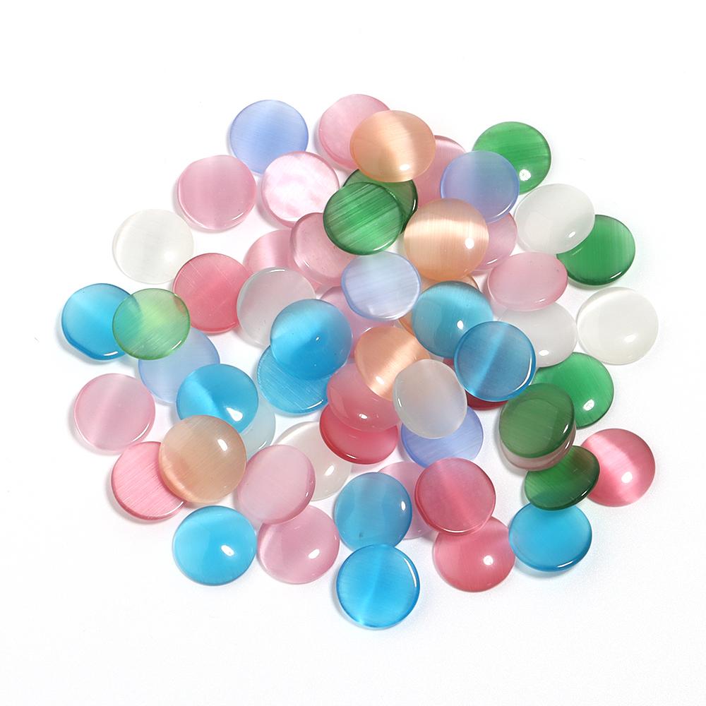 10-30pcs Cat Eye Cabochon Beads Natural Stone Beads Round Flat Back Spacer Stone Beads For Jewelry Making DIY Bracelet Necklace