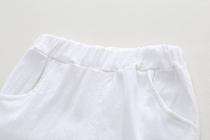 2026 Summer Southeast Asian Resort Boys' Leaf-Print Lapel Shirt & White Shorts Set