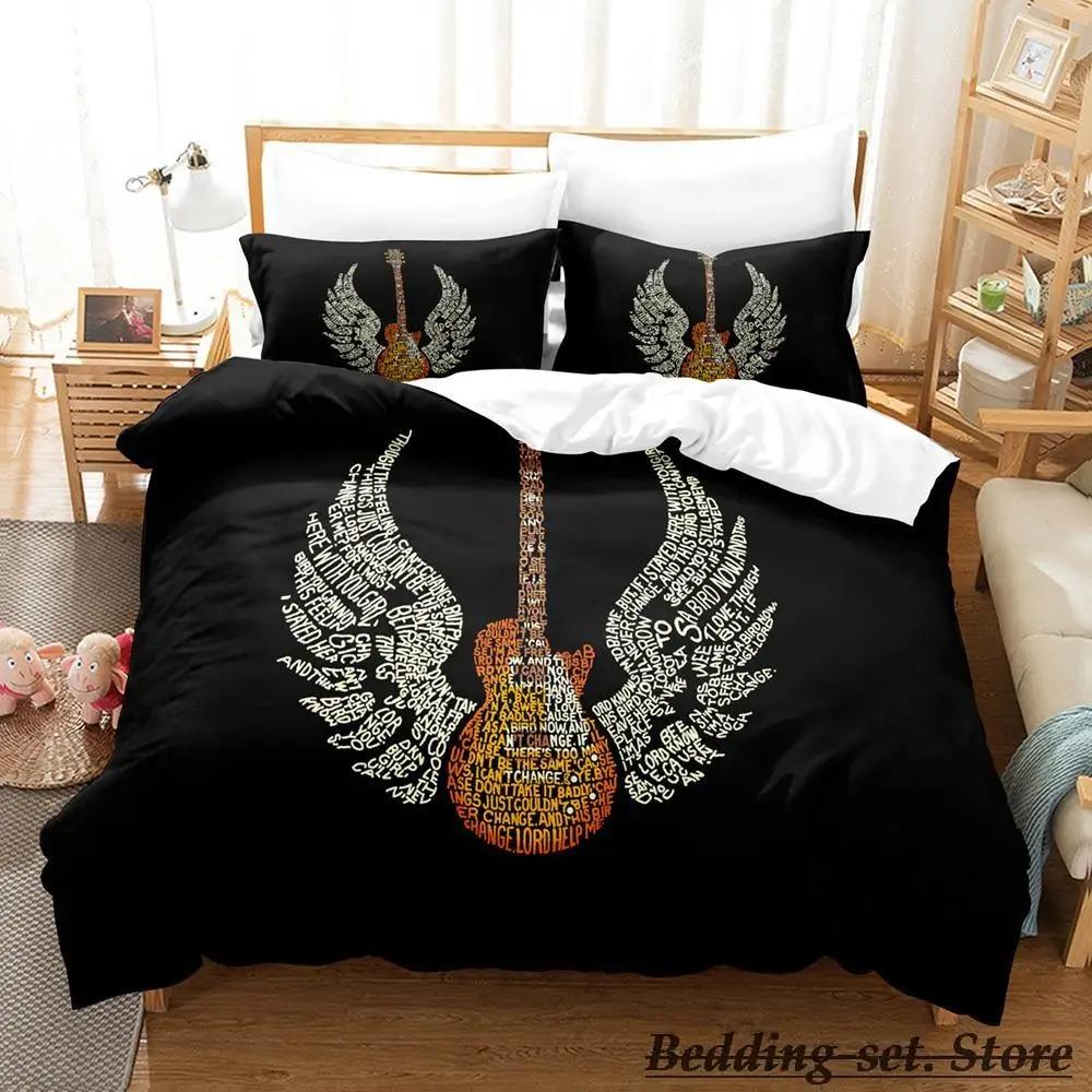 Fire Guitar Bedding Set Single Twin Full Queen King Size Bed Set Adult Kid Bedroom Duvetcover Sets Anime Parure De Lit Bed