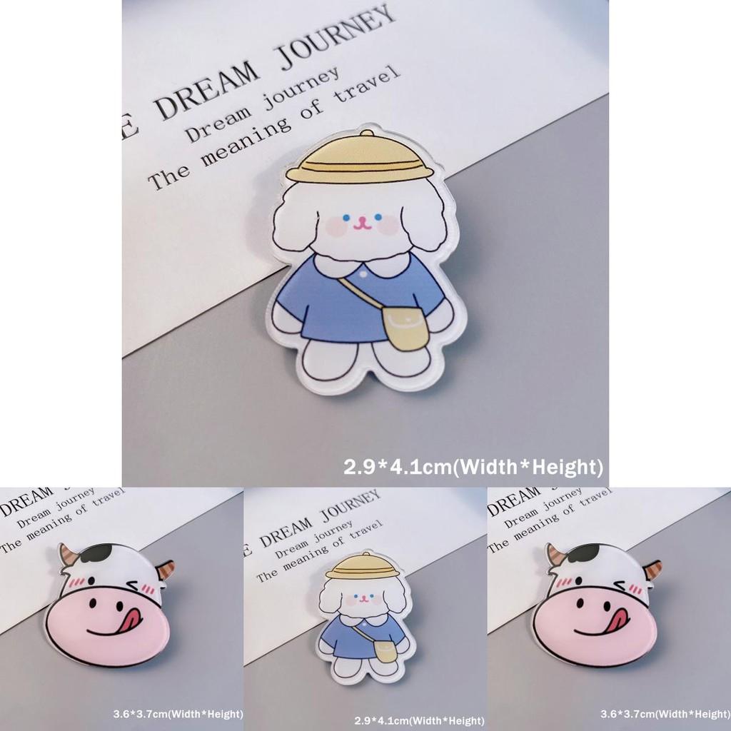 Adorable Cartoon Dog Rabbit Cow Brooches For Backpack And Handbag Decoration