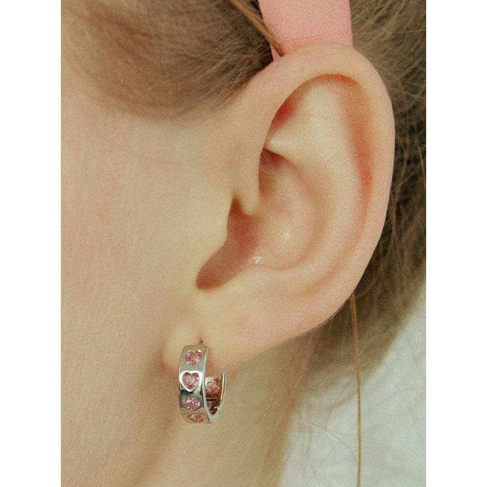 Pink Line Heart One-Touch Earrings
