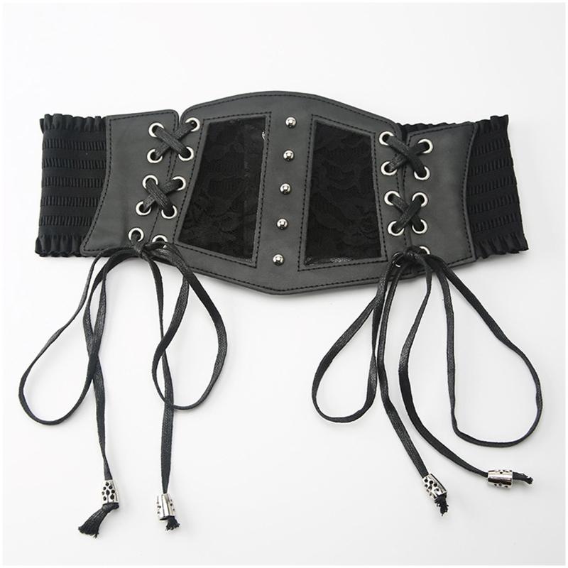 Corset Belt for Women Lace Leather Belt Wide Waist Belt Elastic Tied Belt for Dresses Leather Belt Retro Elastic Belt