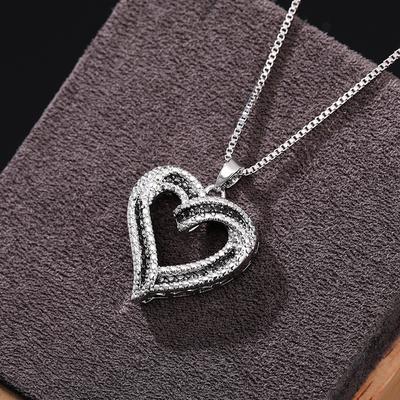 Sterling  Heart Pendant Necklace for Women Bridal Wedding Necklace Engagement Party Statement Jewelry Gifts