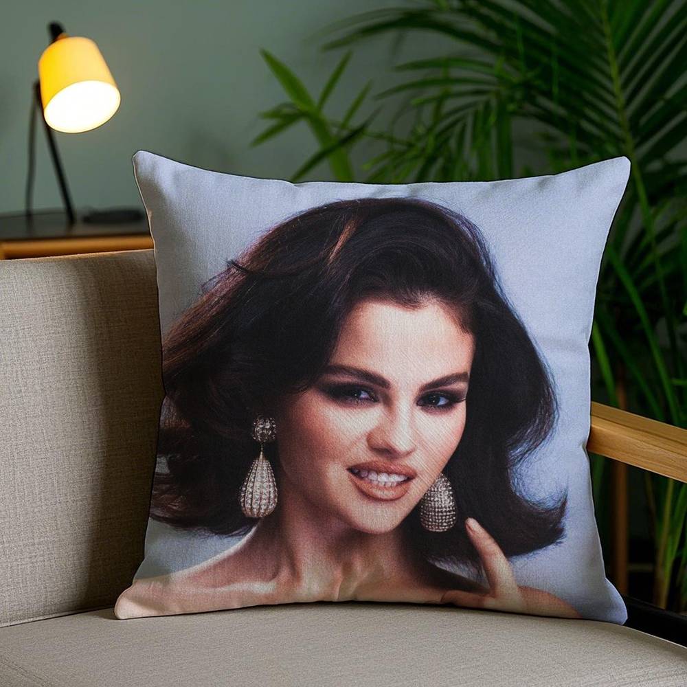 Hot Singer S-Selena G-Gomez Pillow Case Home Dorm Chair Back Short Plush Double-Sided Printing Office Nap Time Cushion Cover