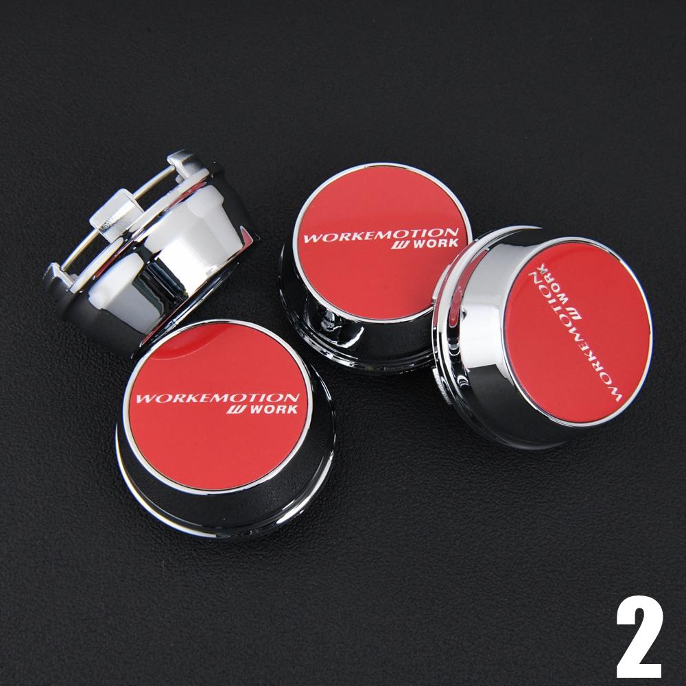 ASV1 4PCS JDM WORK Rim Cap 61mm Clip Sport Wheel Cap MEISTER EQUIP Emblem Sticker Wheel Center Cap Hub Cover Cap Black & Silver