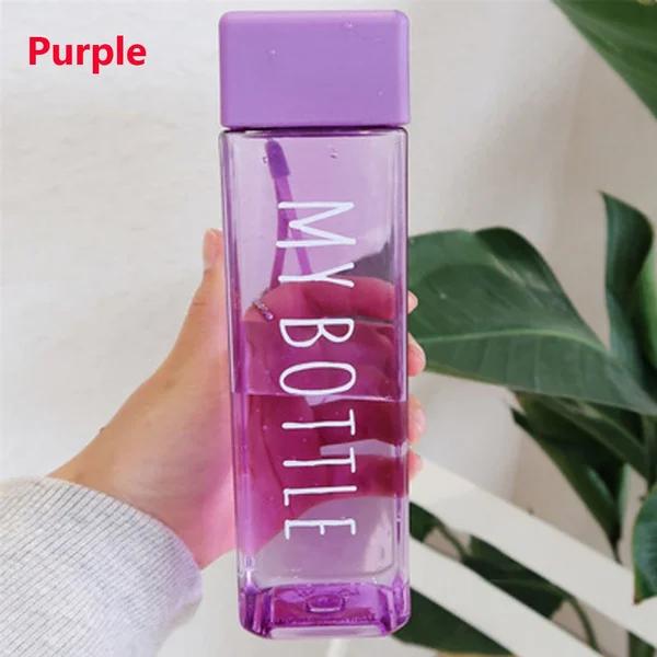 1 Pc 480ml Portable Square Plastic Water Cup Outdoor Drink Juice Water Bottles(Only Bottle)