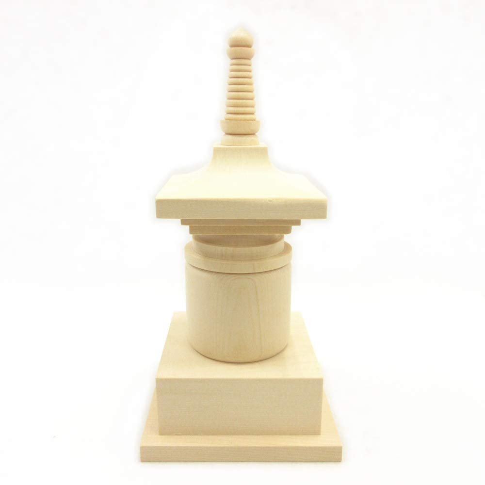 Special Buddhist Statue Pagoda Made of Cypress Wood Height Width Depth Wooden Carved Buddhist Implement 28071 Kurita's [Ritual Implement] (total