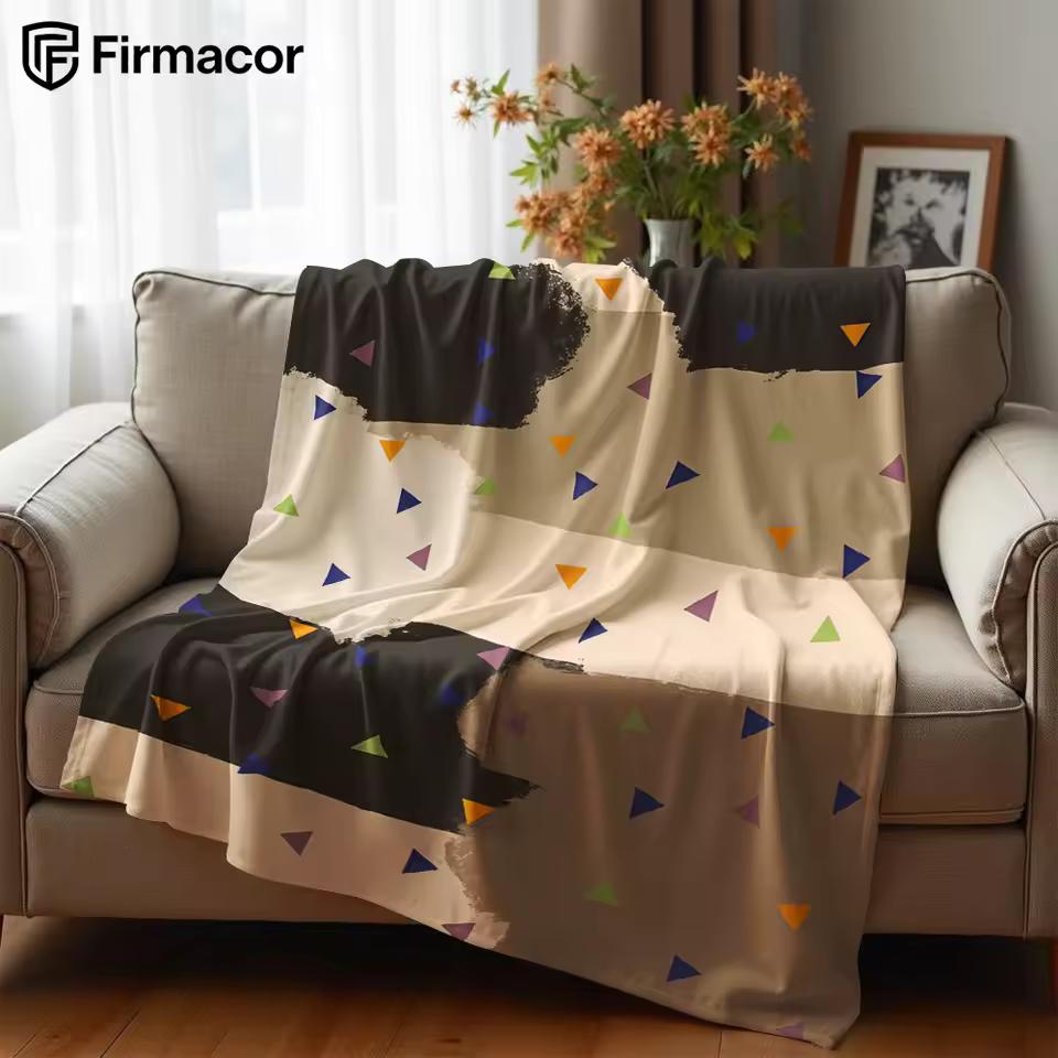 Neutral Triangle Stripes Lightweight Microfiber Soft Christmas Fleece Blanket Warm Cozy Throw for Sofa Office Travel All Season