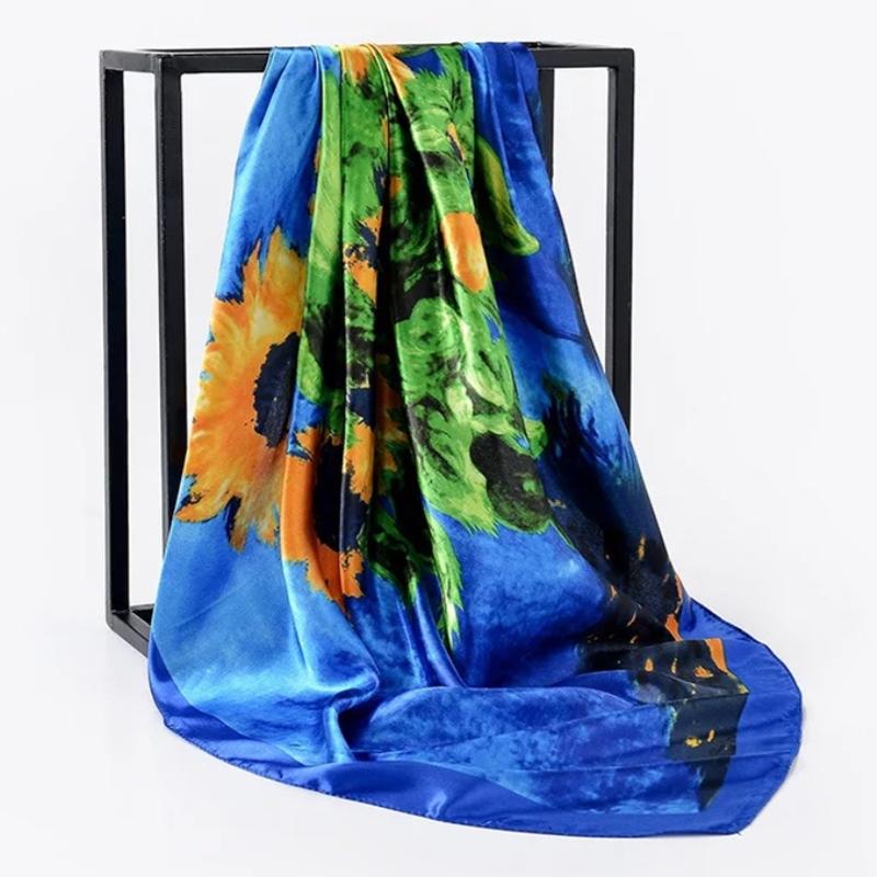 Popular Silk Scarves Fashion New Bohemian Cashew Slicing Ladies Simulation Silk Scarf 90X90Cm Square Scarf Muslim Headscarf