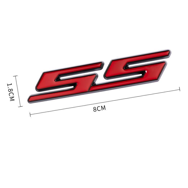 

1Pc 3D Metal SS Logo Emblem Car Trunk Decal For Camaro Bumblebee SS Stikcer Accessories червоний колір чорний