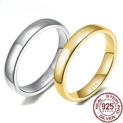 Trumium Anello in Argento Sterling 925 da 2 mm Lucido Alto Semplice a Cupola Fedina Comfort
