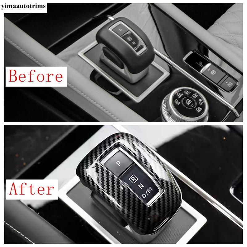 Gear Head Shift Knob Handle Decoration Cover Trim For Mitsubishi Outlander 2024 2025 ABS Carbon Fiber Accessories Interior