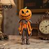 Decorazione da Tavola Autunnale Dipinta a Mano, Statuetta Uomo Zucca di Halloween, Statuetta in Resina, Classico Fantasma Decorazione da Scrivania per Casa, Ornamento Viso per Tavolo