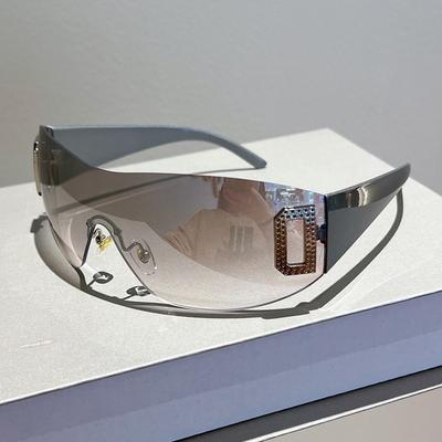 New Trends Y2K Sunglasses Women Men Fashion Punk Frameless Sun Glasses Brand Designer One-Piece Lenses Sports Goggle UV400