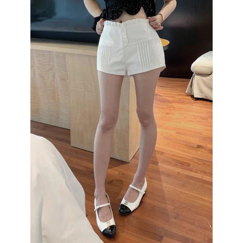 Kumikumi Design Sense White Lace High Waist Casual Pants Women clothes Summer Niche Versatile Slim fit Slimming Shorts