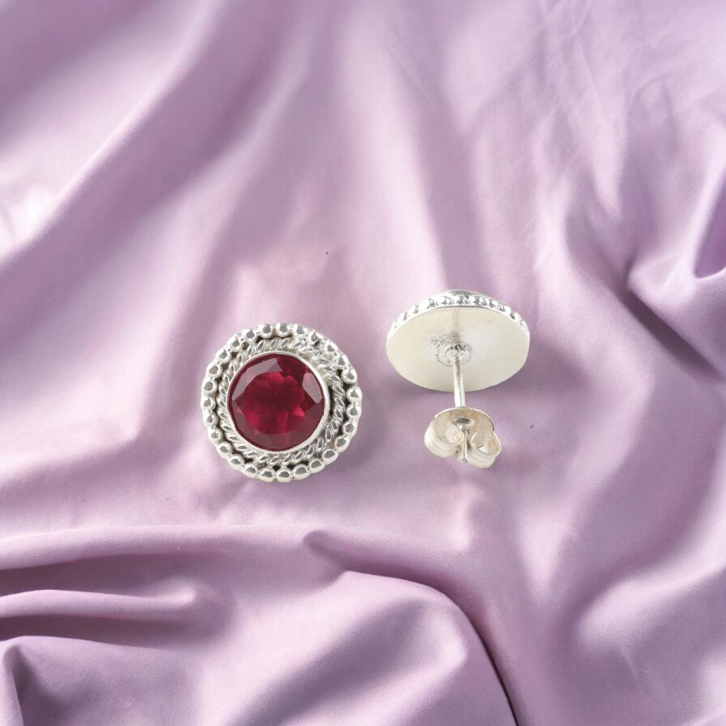 Pink Tourmaline Gemstone 925 Sterling Silver Jewelry Handmade Studs 0.5" For Her EE-128-17