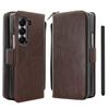Premium Leather RFID Flip Case For Samsung Z Fold 8 Ultra 7 6 5 Zipper Wallet Card Slots With Screen Glass Protection Touch Pen