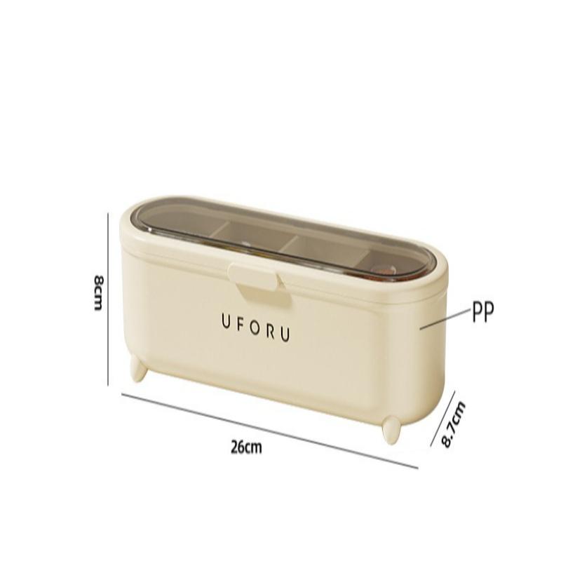 Kitchen for Homeall-in-one Multi-grid Seasoning Box with Spoon Food Grade Salt Seasoning Storage Box Moisture-proof