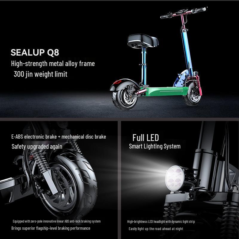 Hirop Adult Folding Electric Scooter, 10-Inch Aluminum Alloy, Two-Wheel Ride-On