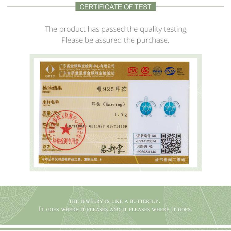 Cercei hipoalergenici din argint 925 BAMOER Turtle albastru Cercei pentru femei