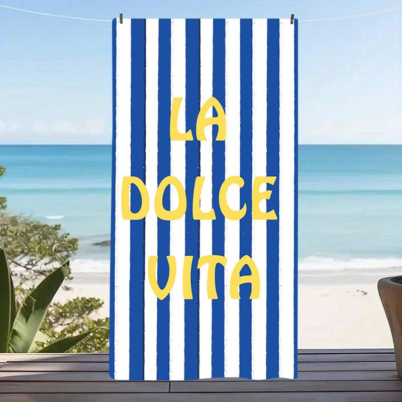 Groovy Retro Quote Microvezel Strandlaken Groot Blauw Wit Gestreept Zandvrij Zwembadlaken Sneldrogend Lichtgewicht Compact Reizen