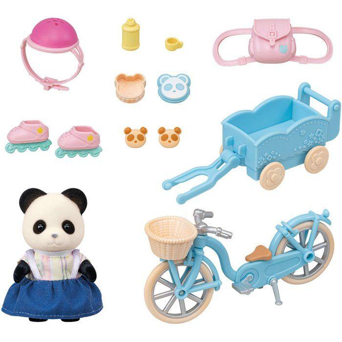 La fille panda, son vélo et sa remorque - Sylvanian Families - 5652