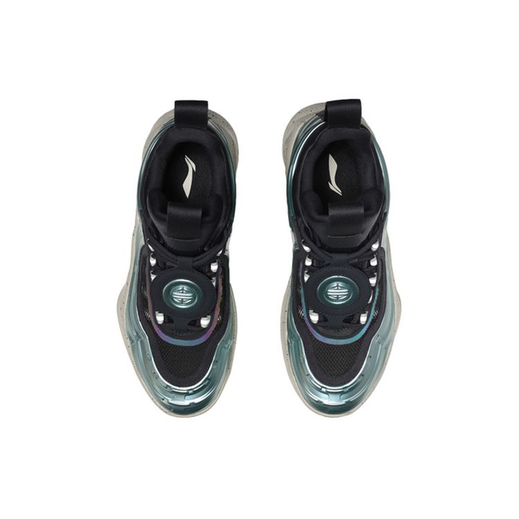 Li Ning CF Shifting Celestial Star Glaze Fabric Shock Absorption Non-Slip Support Mid-Top Retro Basketball Shoes Men Sneakers Light-Blue AGBP113-3