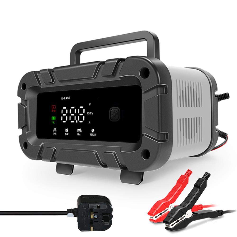 

Зарядное устройство, интеллектуальное автоматическое зарядное устройство 12 В с большим экраном, устройство для обслуживания аккумулятора UK Plug серый