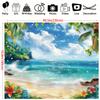 1PC, Hawaiian Beach Background Cloth, Blue Sky and Ocean, Palm Leaves and Flowers, Suitable for Party and Birthday Decoration