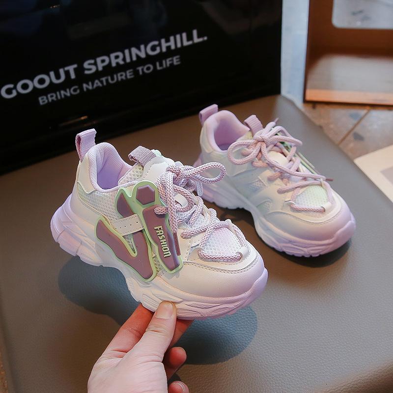 2025 Autumn Classmates Girls Sports Shoes Children's Soft-soled Fashion Dad Shoes Medium and Large Children's Non-slip and Lightweight Running Shoes