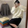 Lazy wind hooded half zipper pullover sweater women's autumn and winter new loose versatile knitted sweater top