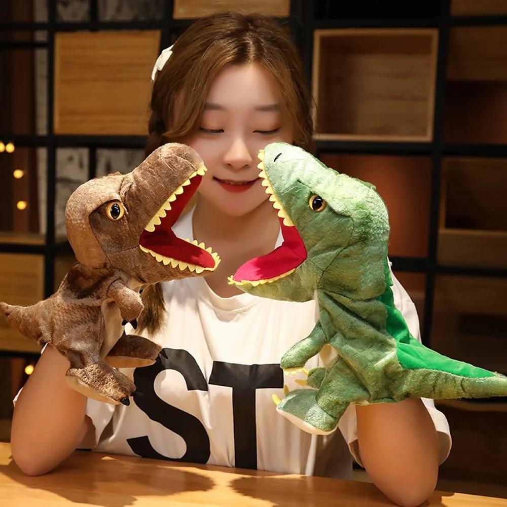1 Adet Kurbağa Timsah Köpekbalığı Dinozor Peluş El Kuklaları Gerçekçi Triceratop Tyrannosaurus Rex El Kuklaları Çocuklar Yetişkinler için Muppet'lar