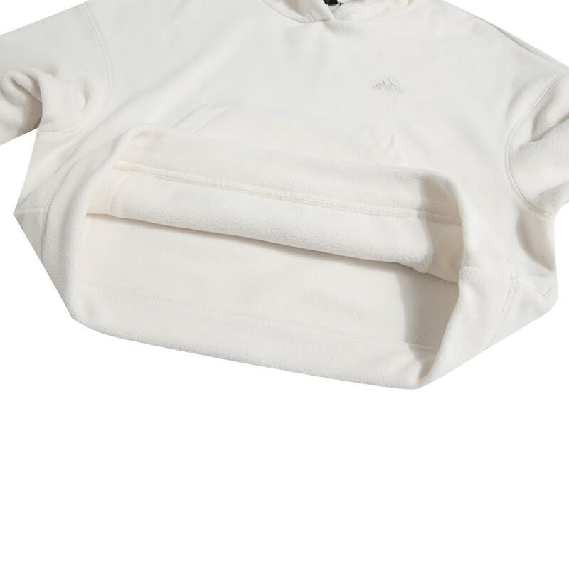 Adidas Solid Color Hooded Sports Fitness Casual Fleece Pullover Sweatshirt Women Tops White IP7043