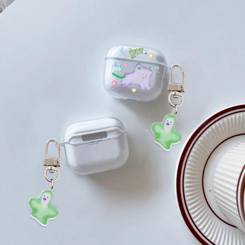 Funny purple kitten pattern earphone case for AirPods 1 1 1 1 pro pro1 earphone case