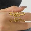 Unregelmäßiger Blüte Hohl Verstellbar Offener Ring 18K PVD Beschichtet Einfach Elegant Metall Mode Schmuck Bijoux Geschenk